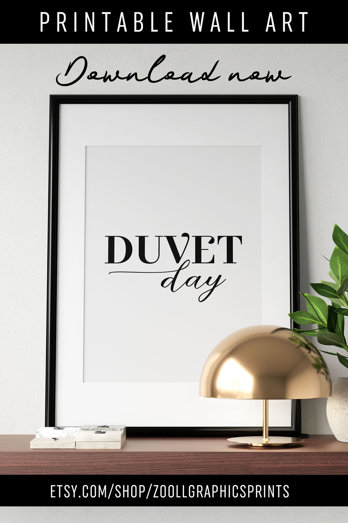 Duvet Day Cozy Lazy Slow Sunday Bedtime Rest Quote Bedroom Wall Art - Image 4