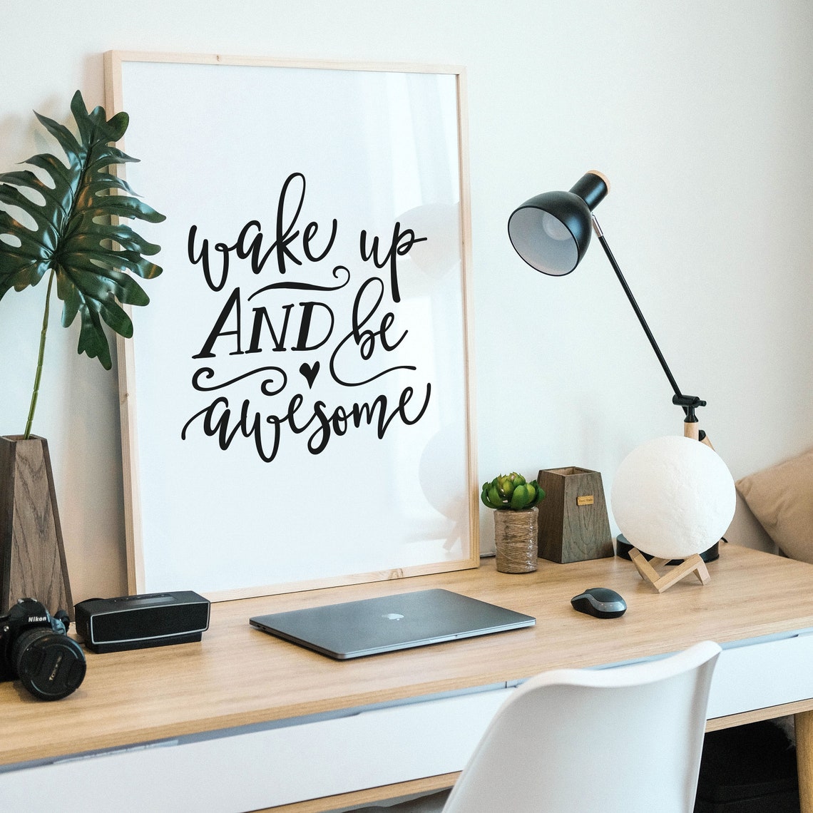 Wake Up And Be Awesome Hand Lettered Morning Routine Quote Poster - Image 3