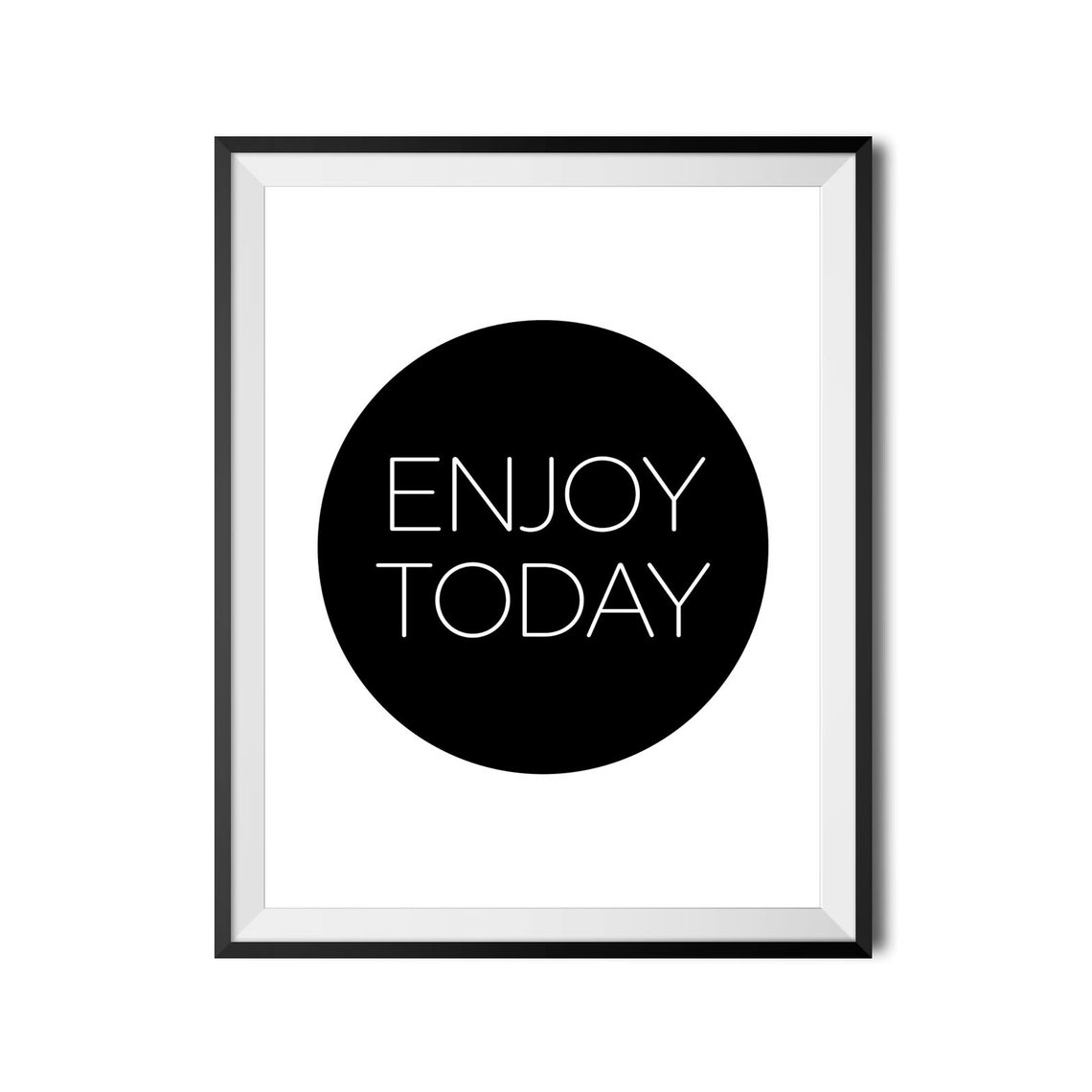 Enjoy Today Black Circle Positive Quote Minimalist Modern Poster - Image 3