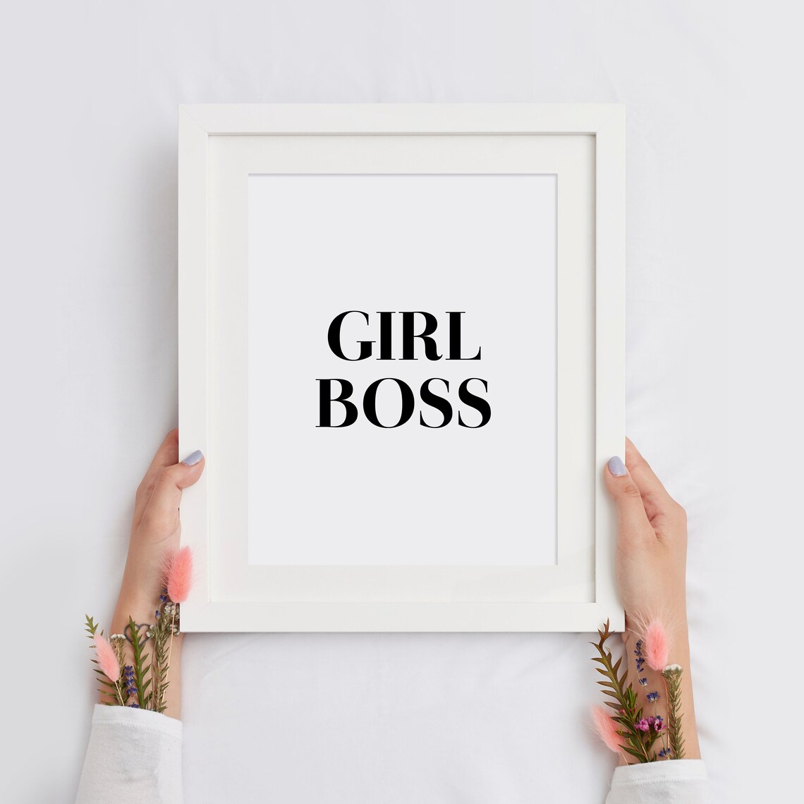 Girl Boss Empowerment Typography Feminist Quote Black White Poster - Image 2