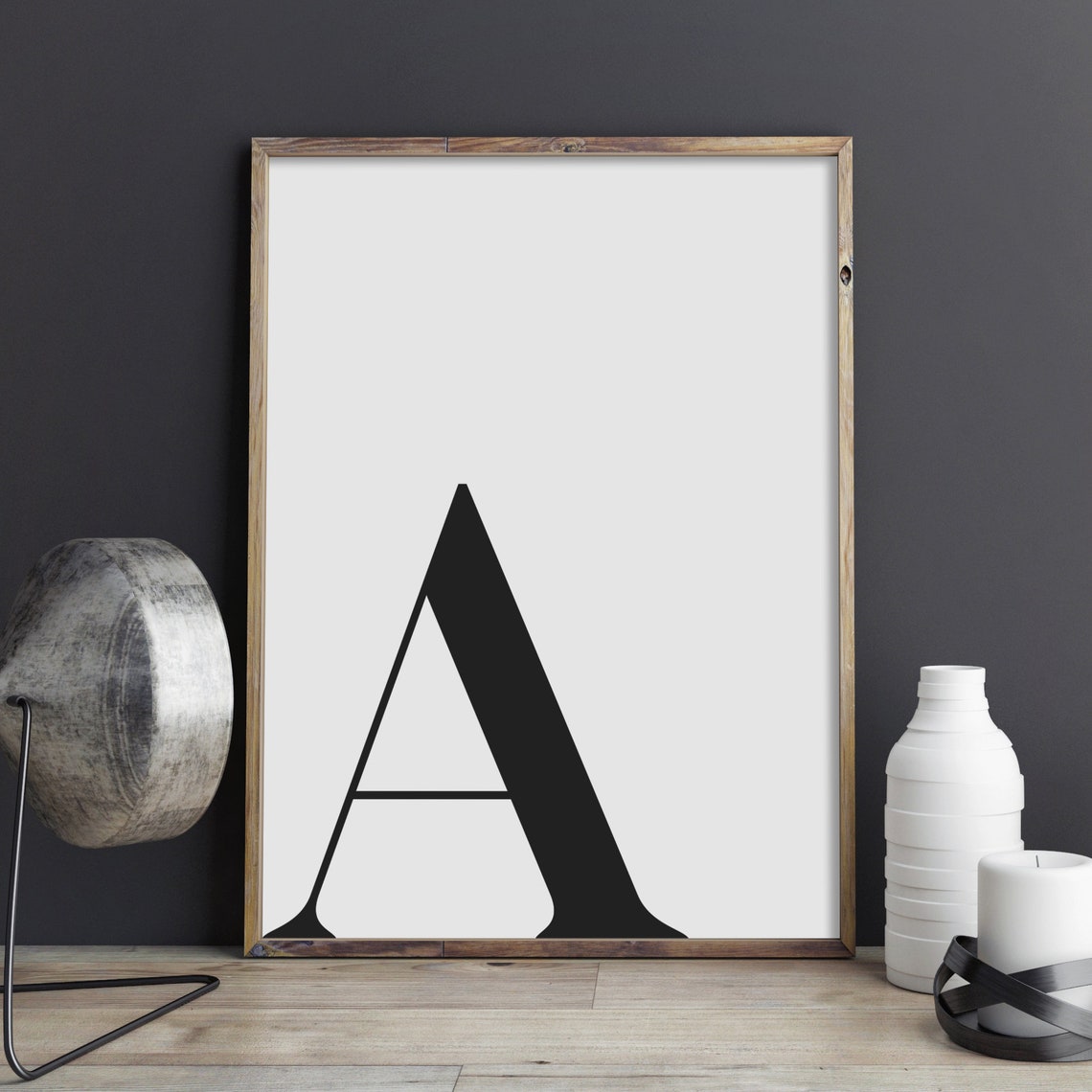 Letter A Monogram Alphabet Initial Serif Nursery Typography Poster - Image 3