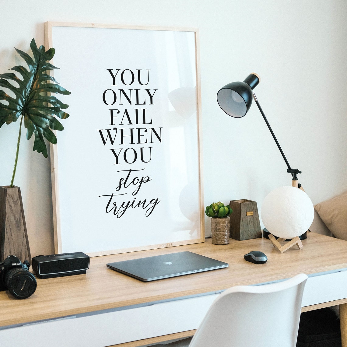You Only Fail When You Stop Trying Motivational Quote Poster - Image 3