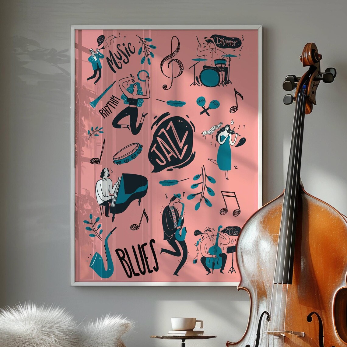 Jazz Music Retro Art Print, Room Decor