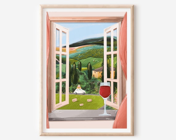 Tuscany Italy Travel Poster, Place-Inspired Art Print