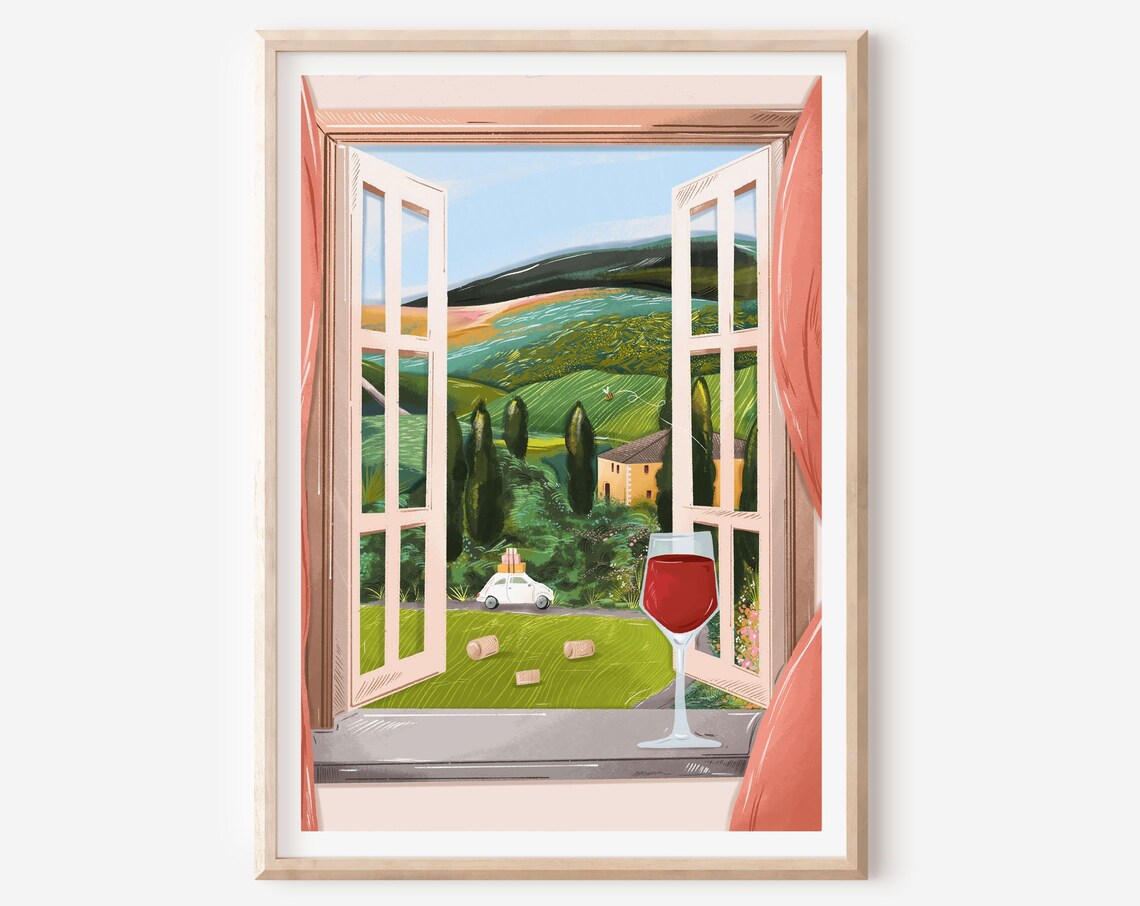 Tuscany Italy Travel Poster, Place-Inspired Art Print