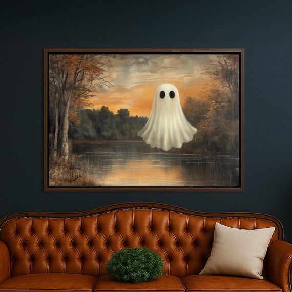 Floating Over Lake At Sunset In Forest Halloween Wall Art