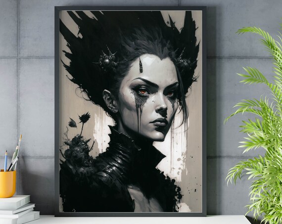 Dark Art Print Lilith Poster Print Gothic Witch Wall Decor Goth Home Decor Occult Poster Witchy Decor Pegan Decor Wiccan Art Gothic Gift