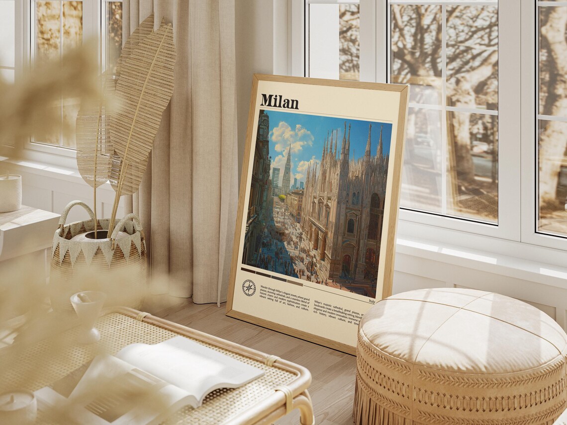Milan Italy Duomo Cathedral Marble Spires City Street Travel Poster - Image 6