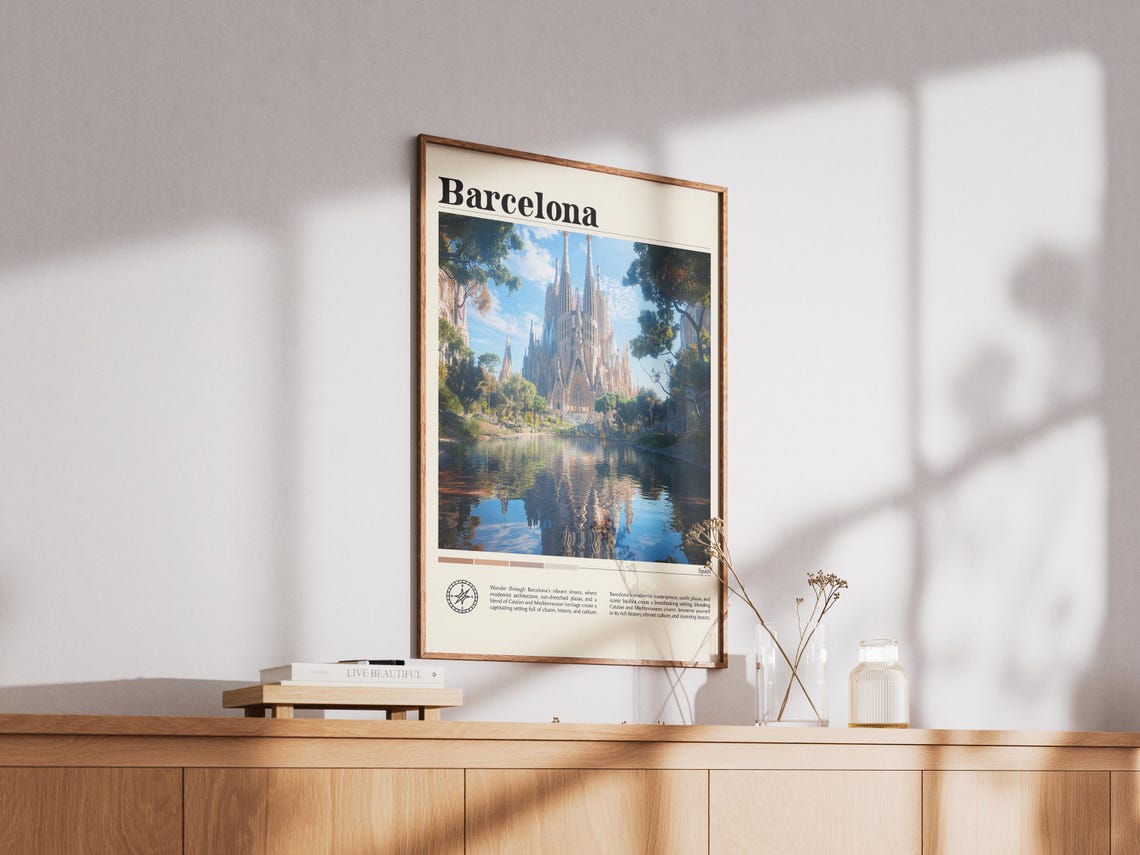 Barcelona City Spain Travel Print Spain Travel Poster Travel Wall Art City Map Print Travel Poster Travel Art Gift Travel Home Decor - Image 3