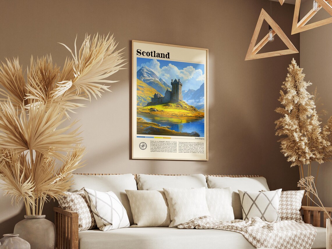 Scotland Highland Castle on Misty Mountain Loch Vintage Travel Poster - Image 8