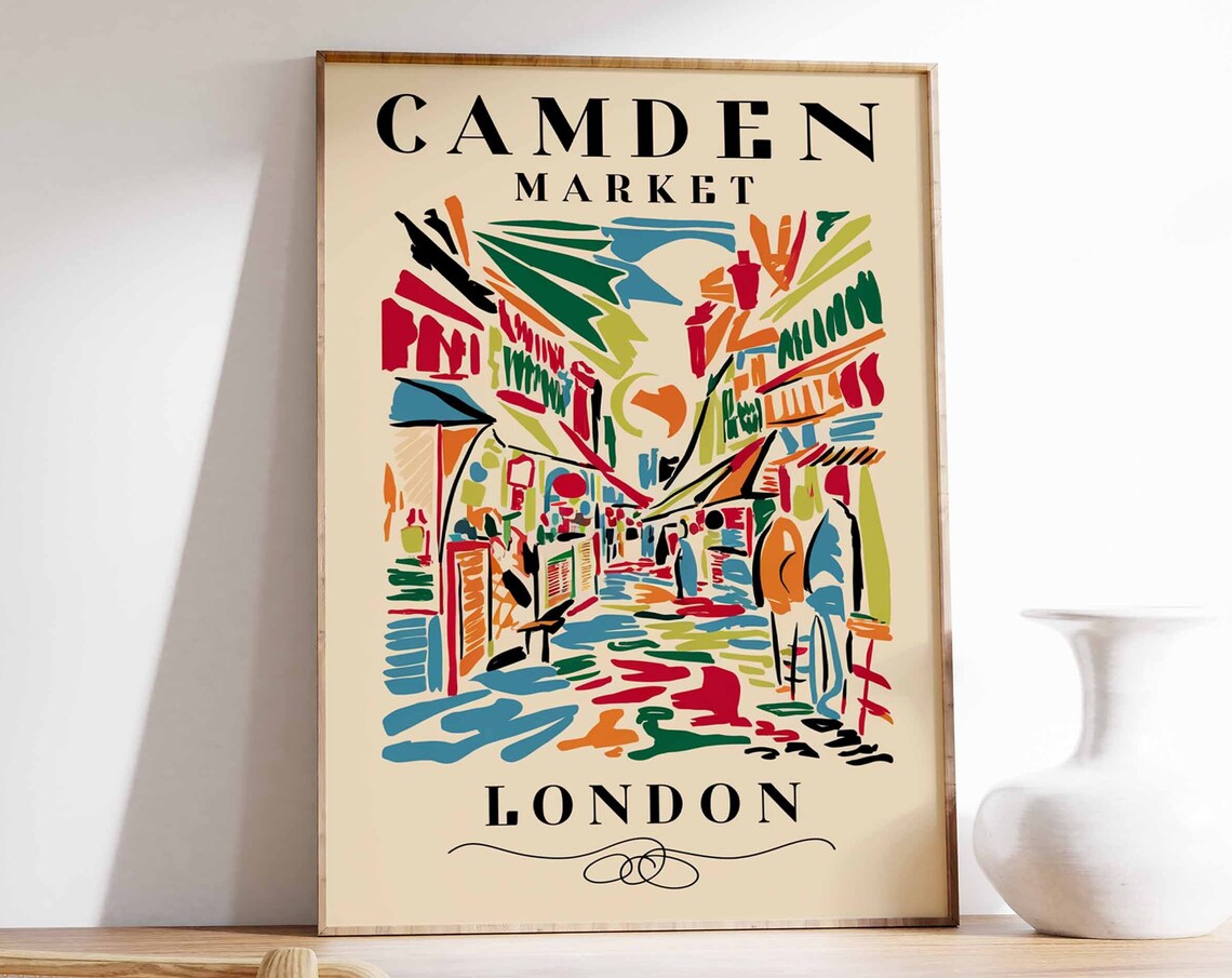 Camden Market Retro London Travel Poster