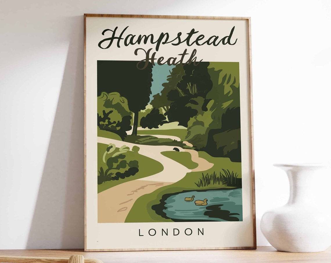 Hampstead Heath Duck Pond London Peaceful Woodland Path Poster