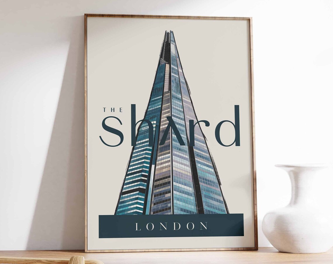 The Shard London Skyscraper Bold Typography Architecture Poster