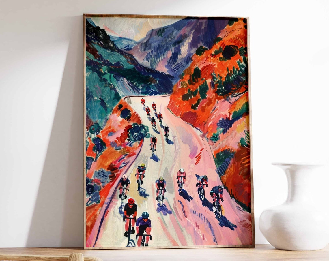 Peloton Descending Red Canyon Mountain Road Expressionist Poster