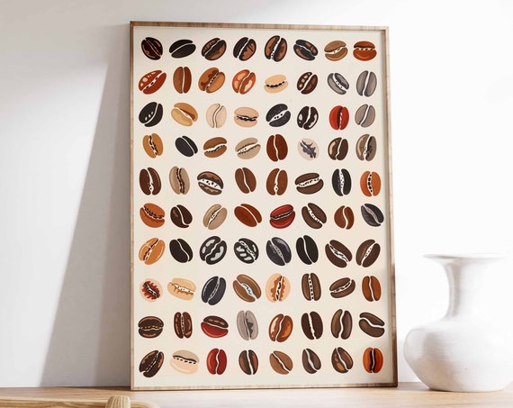 Coffee Bean Poster Coffee Art Coffee Poster Kitchen Decor Kitchen Poster Espresso Wall Art Coffee Shop Poster Drinks Art