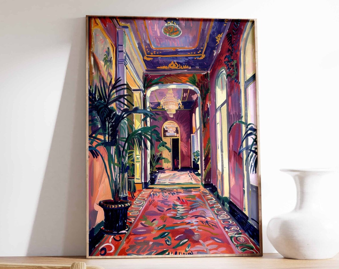 Purple Casino Corridor Palms Chandelier Moody Interior Art Poster