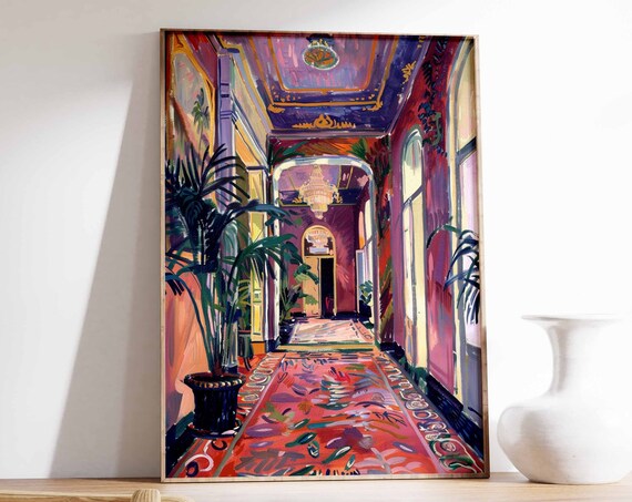 Purple Casino Corridor Palms Chandelier Moody Interior Art Poster