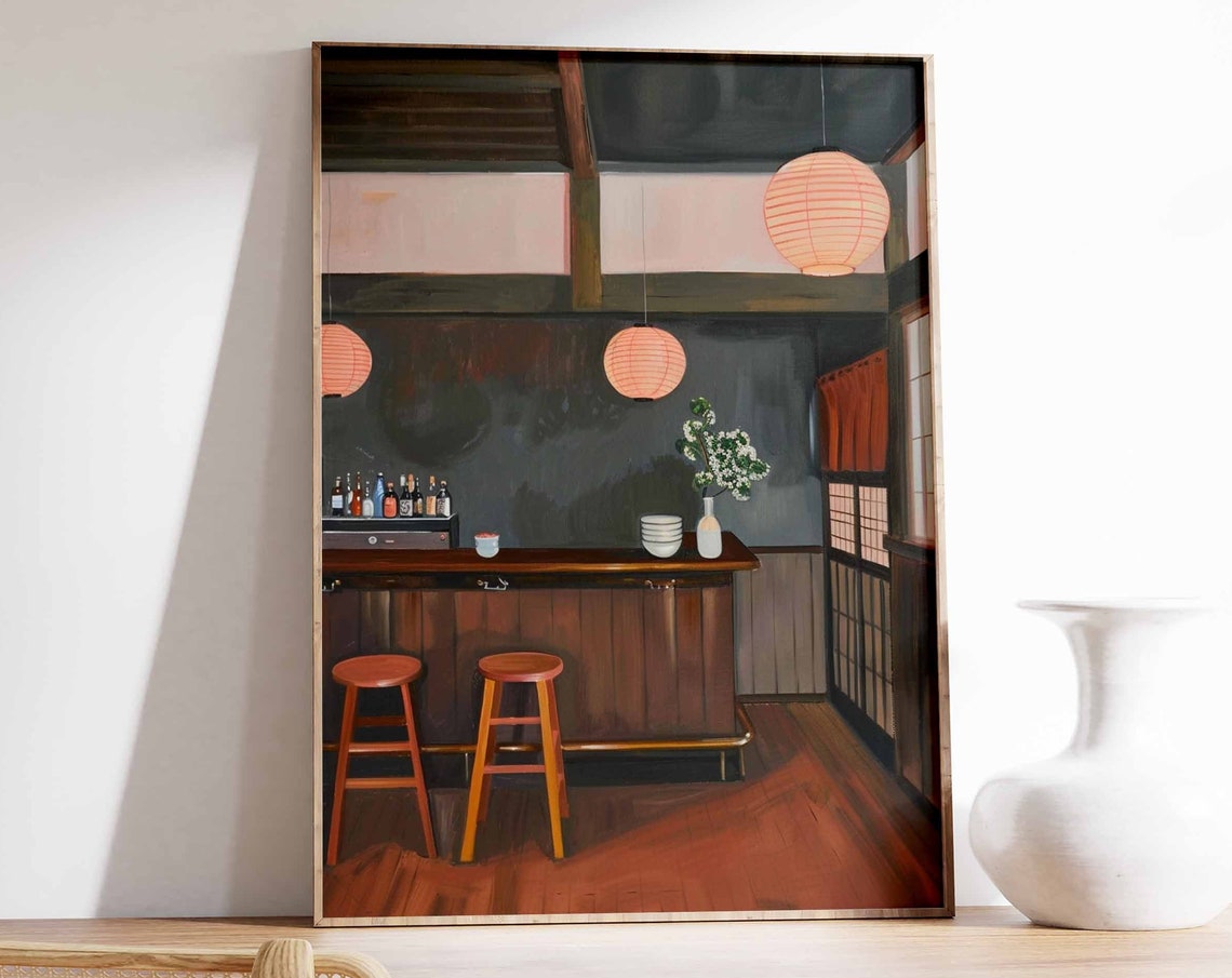 Japanese Izakaya Bar Poster Tokyo Bar Art Japanese Poster Tokyo Print Cocktail Bar Poster Asian Bar Scene Poster Japanese Decor