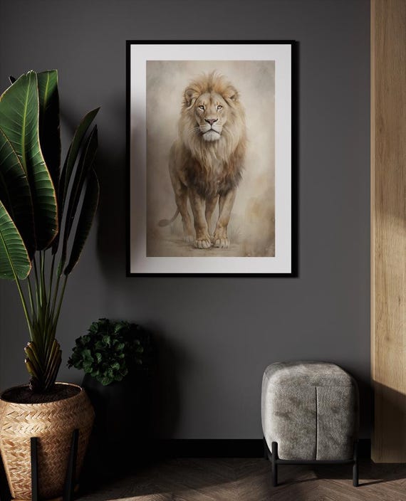 Regal Lion Watercolor Art