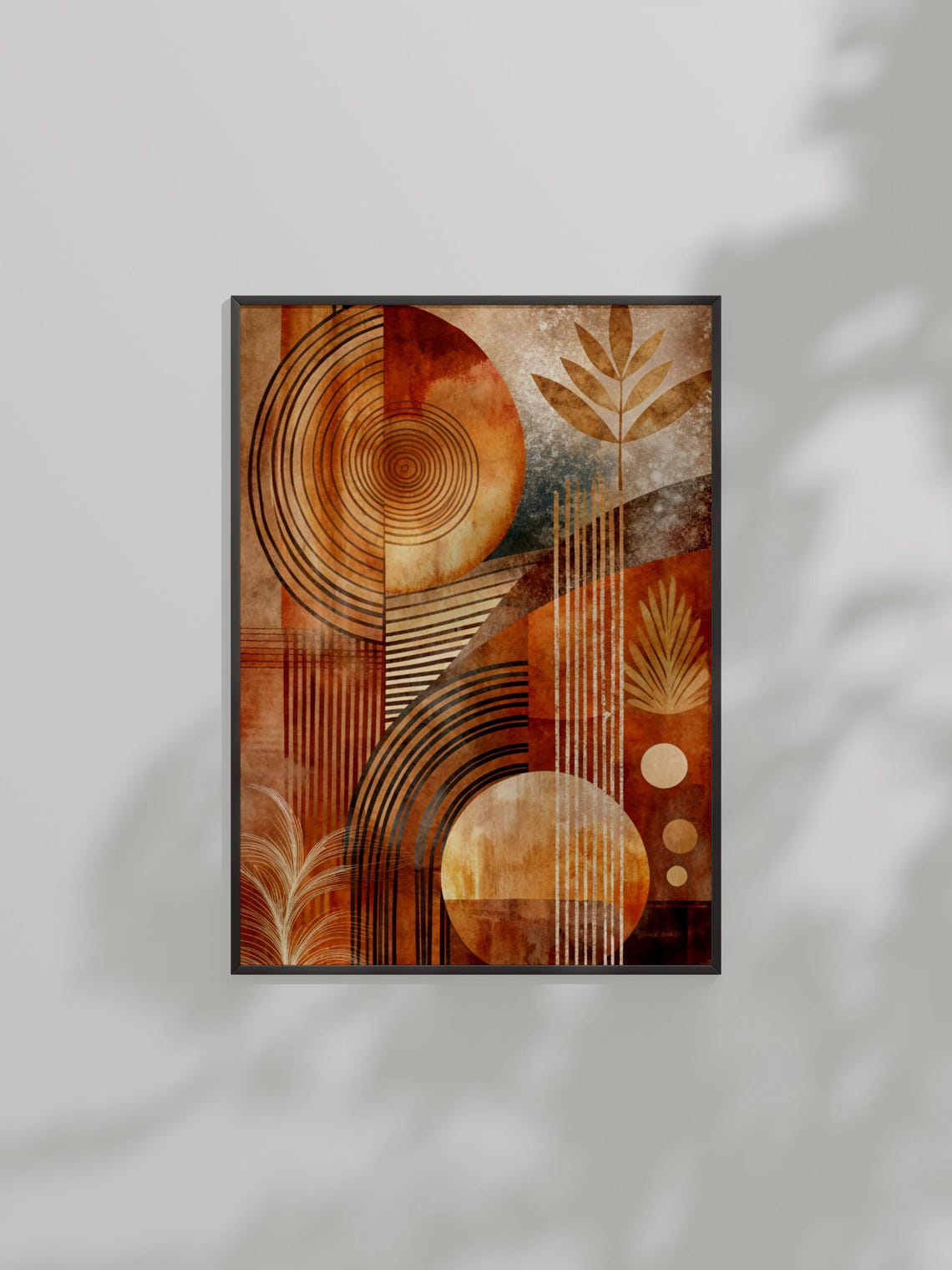 Boho Abstract Geometric Art Print, Earthy Tones