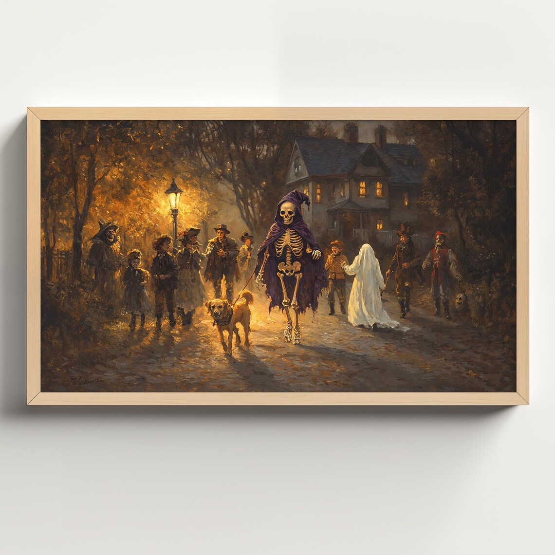 Skeleton Dog Trick Or Treat, Vintage Halloween Art Print