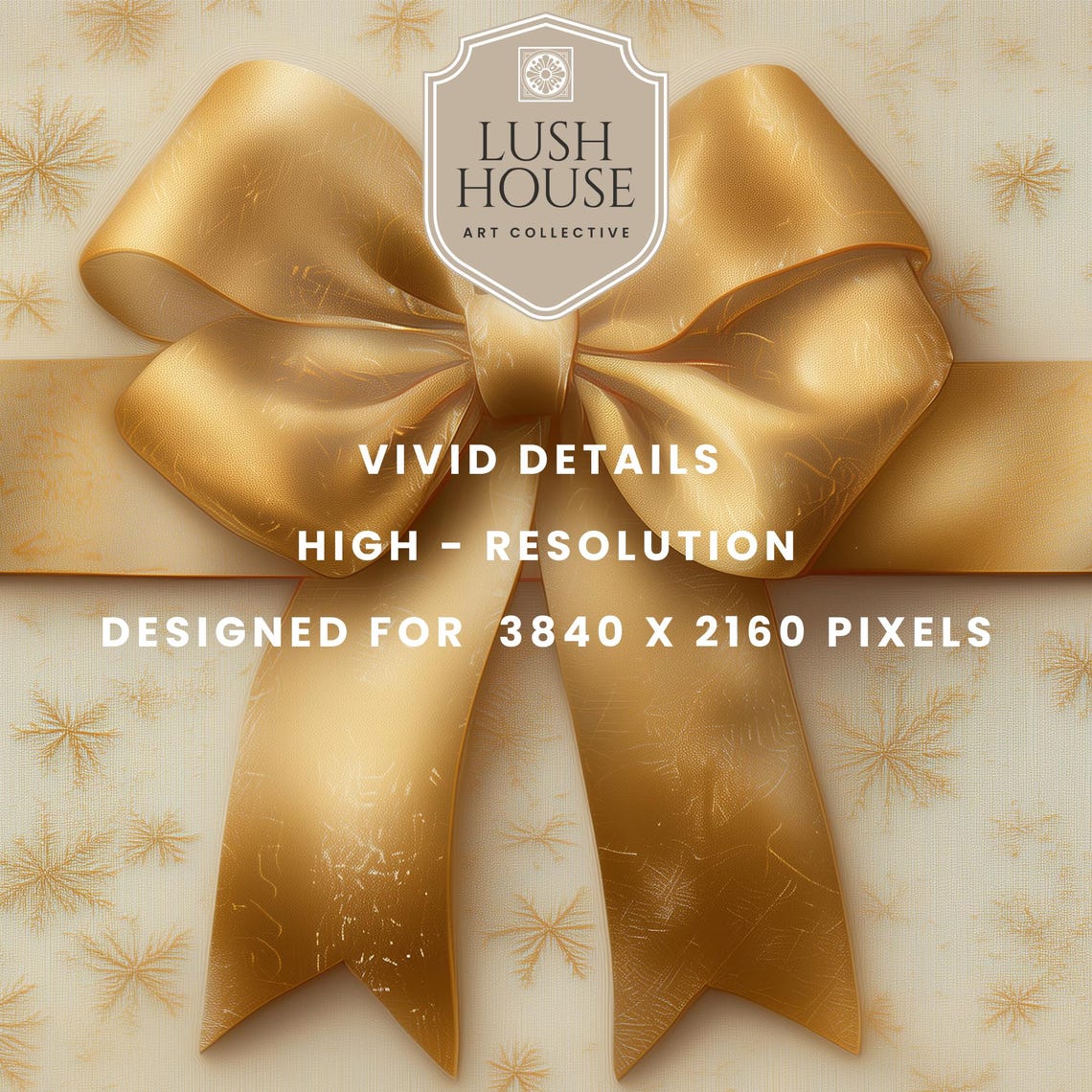 Cream Gift Box With Golden Bow Elegant Christmas Gift Art Poster - Image 2