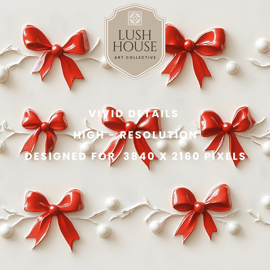 Christmas Bow Minimalist Holiday Wall Art Print - Image 2