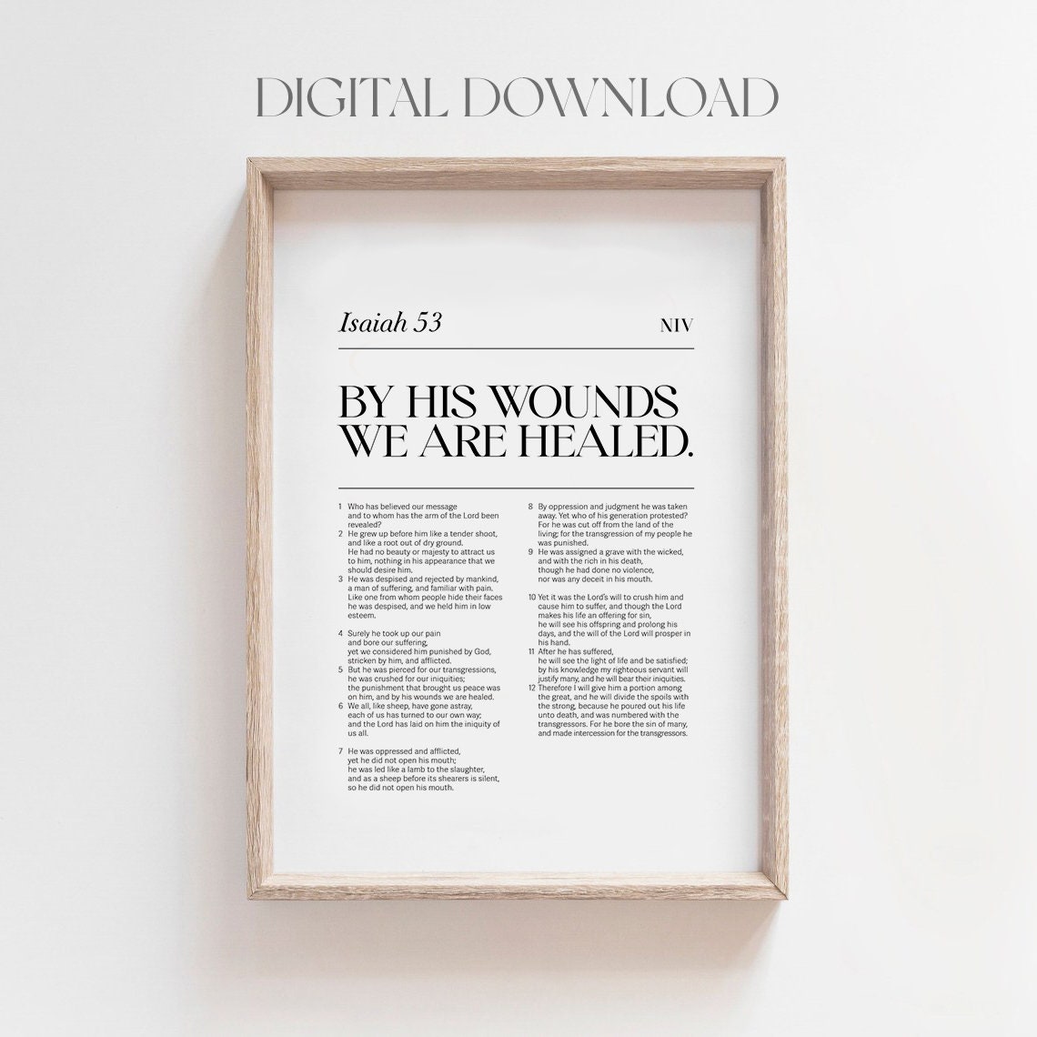 Isaiah 53 Chapter By His Wounds We Are Healed NIV Scripture Poster - Image 3