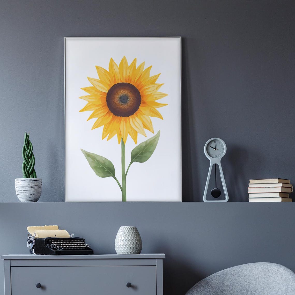 Sunflower Wall Art Yellow Flower Botanical Poster Summer Floral Print Rustic Farmhouse Decor Nature