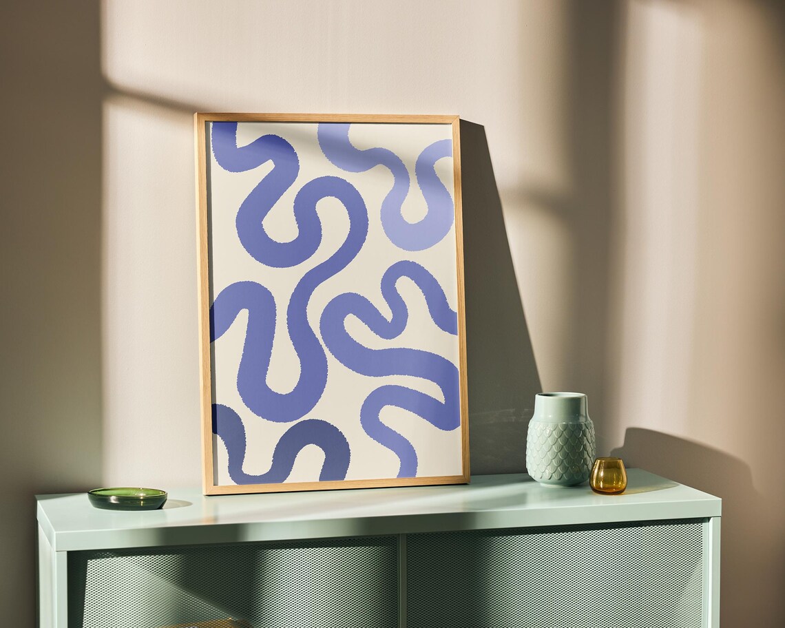 Blue Abstract Wall Art, Matisse Inspired Boho - Image 2