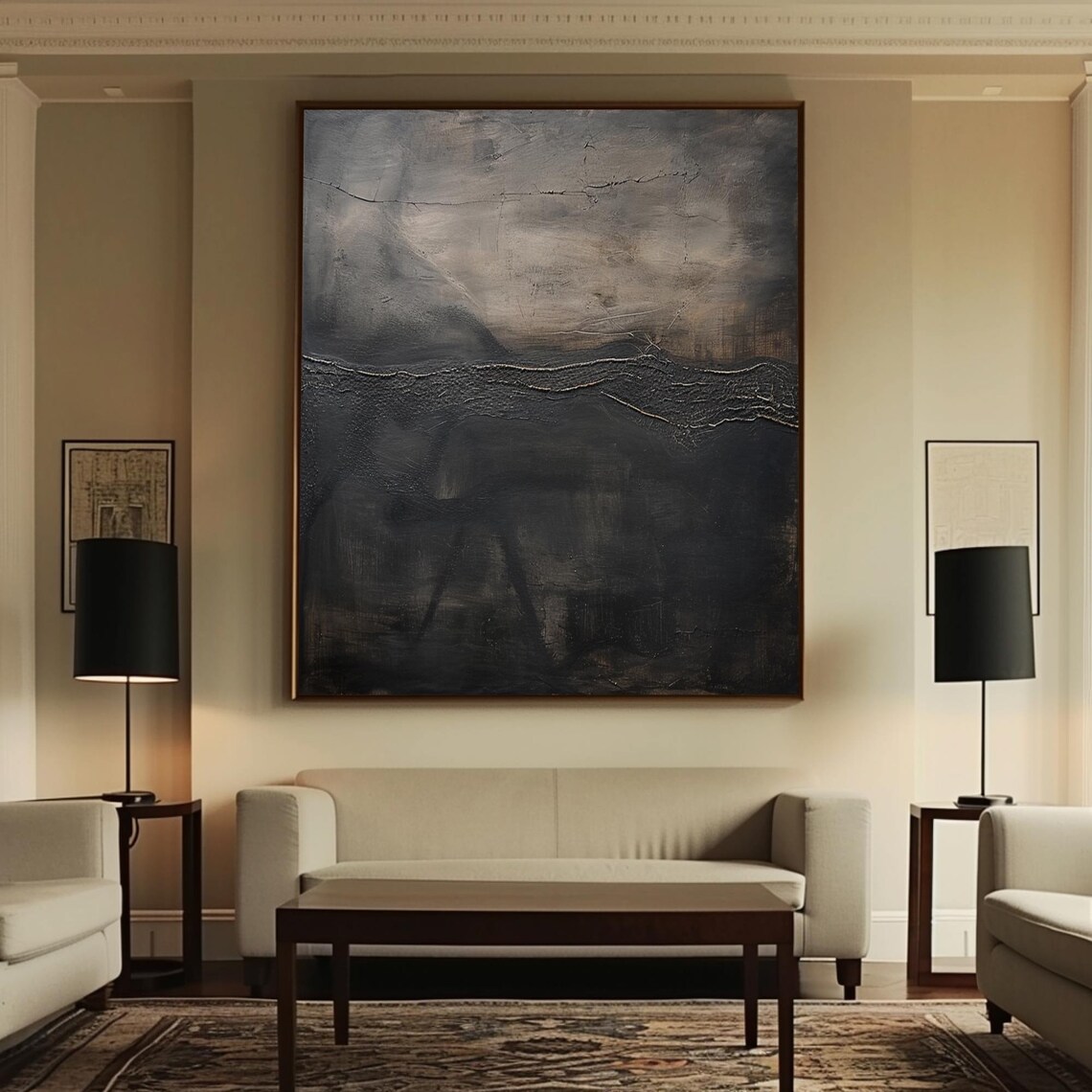 Black And Brown Abstract Painting, Wabi-Sabi Art Print - Image 2