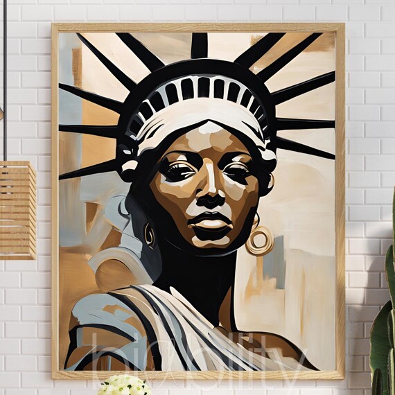 Black Woman Statue Of Liberty Bold Abstract Portrait Art Poster