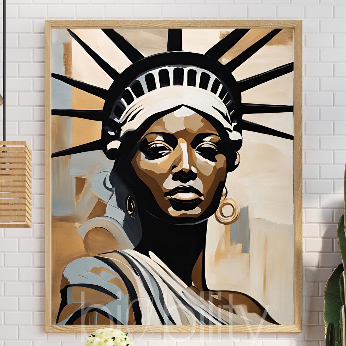 Black Woman Statue Of Liberty Bold Abstract Portrait Art Poster