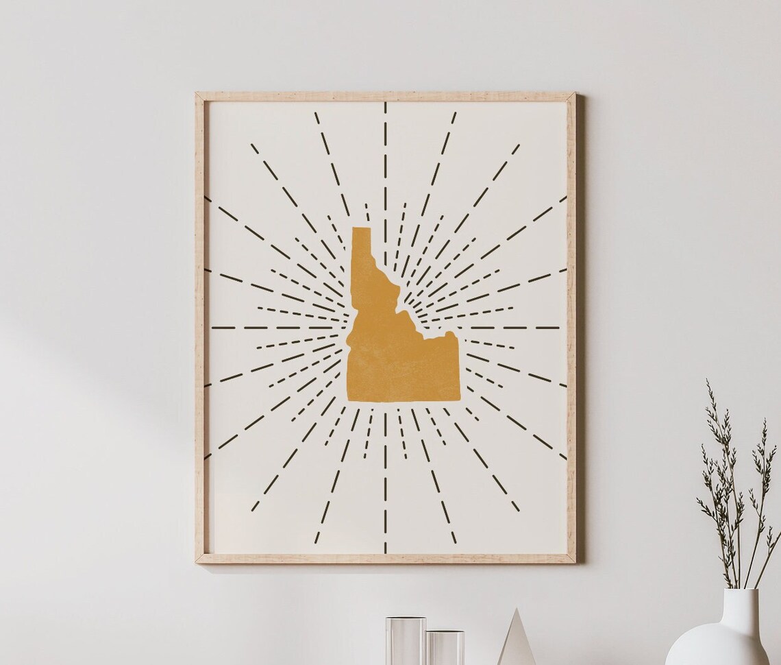 Idaho Boho Mid-Century Modern Map Art Print