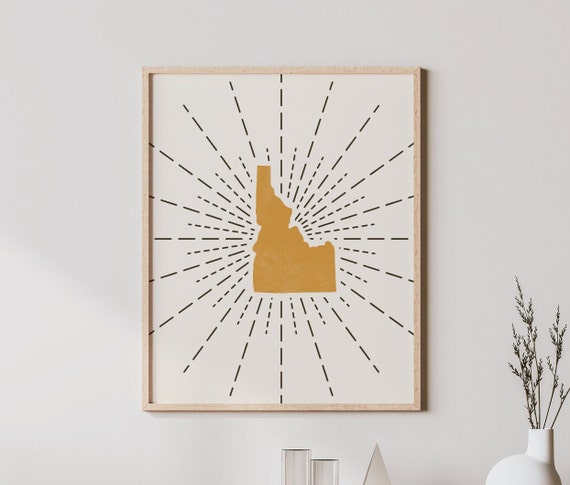 Idaho Boho Mid-Century Modern Map Art Print