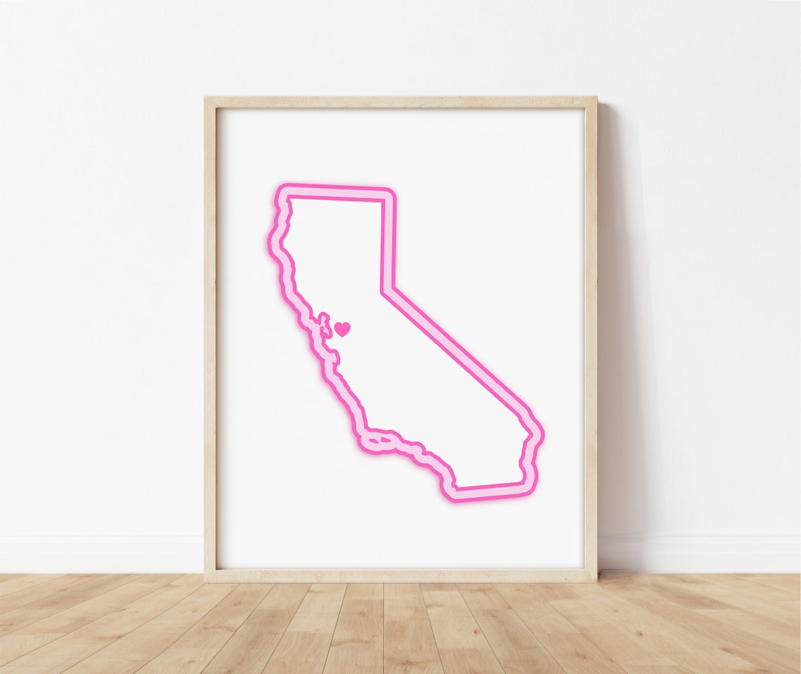 San Ramon Art Map With Heart Pink Print Poster Picture Wall