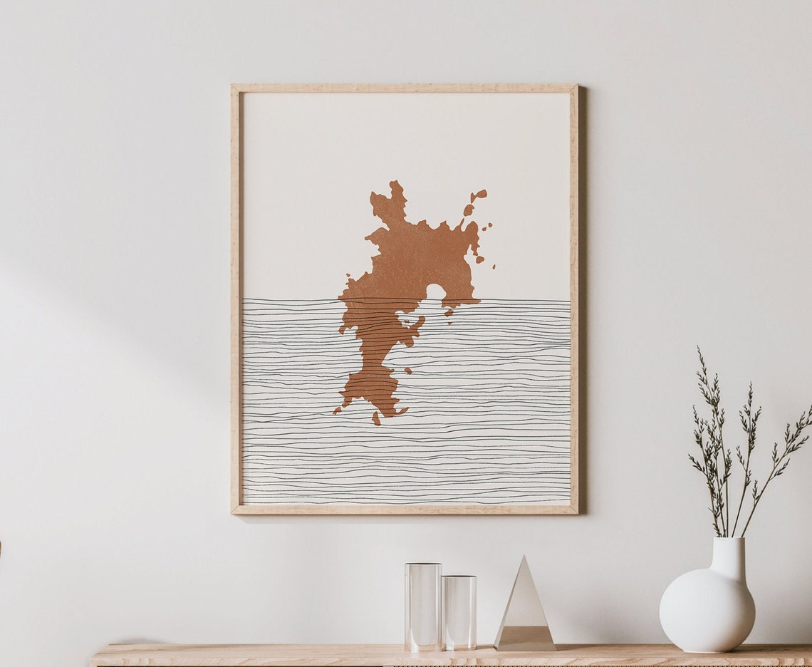 Komodo Island Map Silhouette Minimalist Boho Travel Poster Art