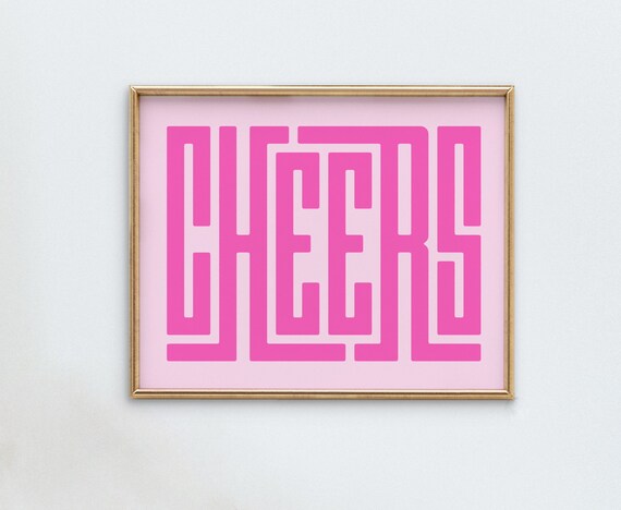 Cheers Preppy Wall Art College Girl Pink Room Decor Print Poster