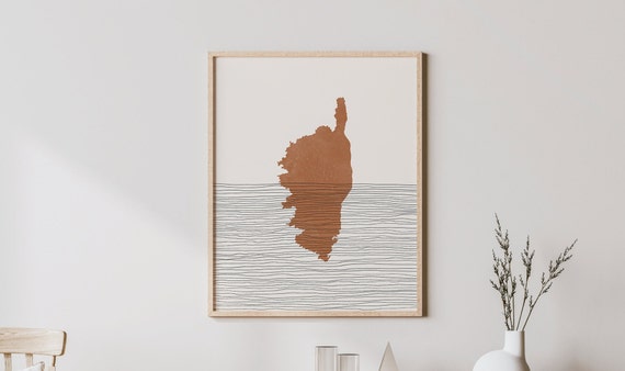 Corsica Boho Island Travel Poster, France Decor