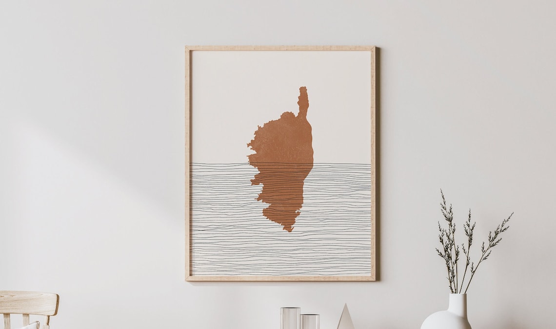 Corsica Boho Island Travel Poster, France Decor
