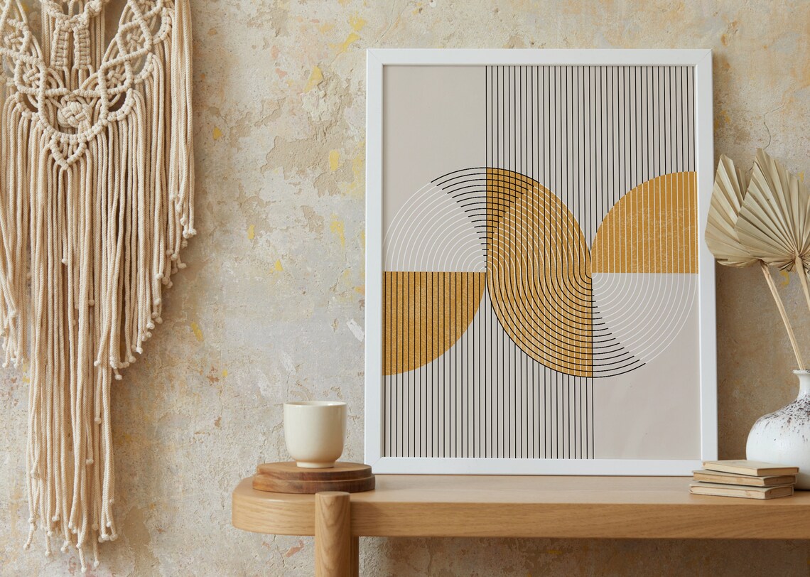 Boho Bird Mid-Century Abstract Bird Art Print