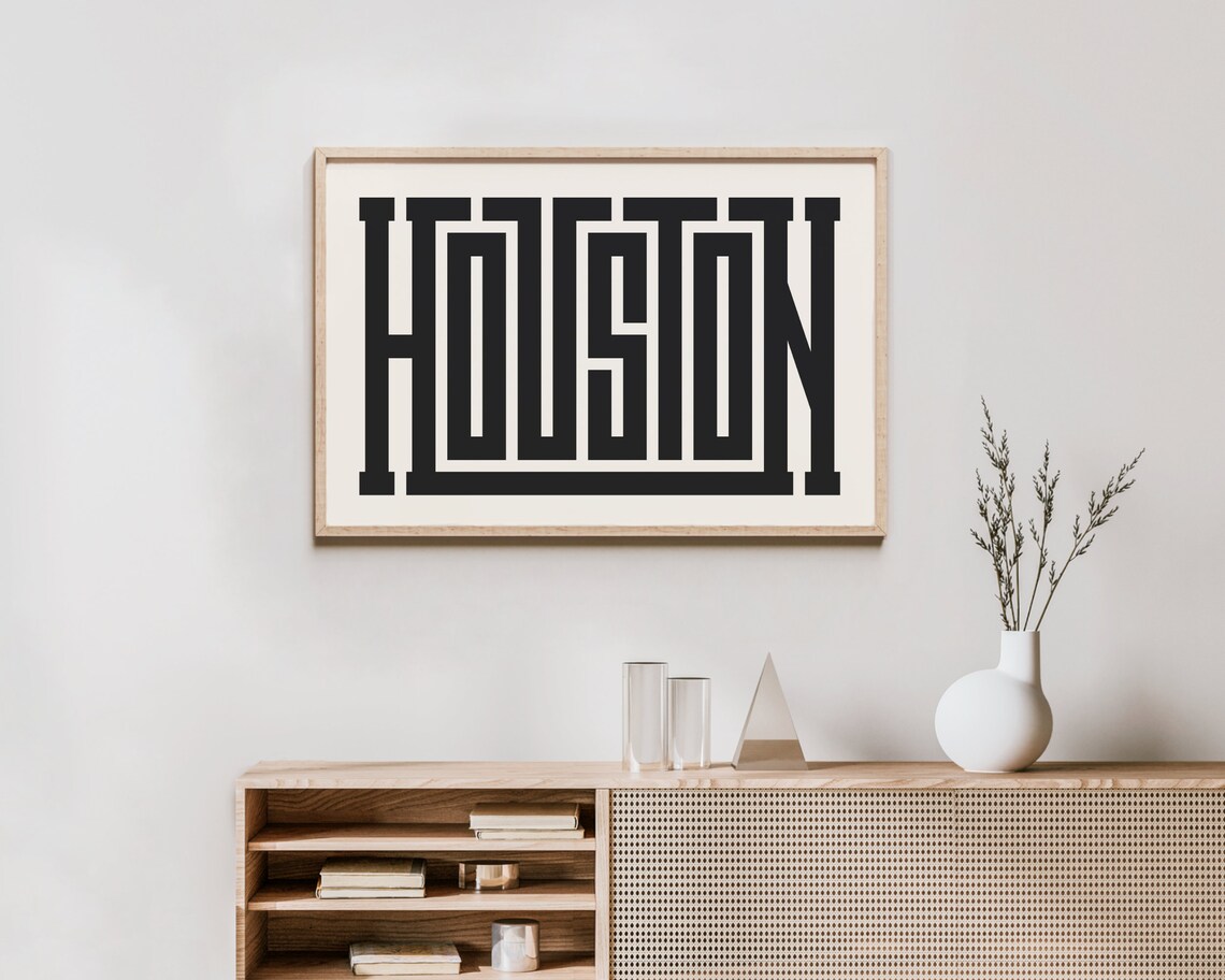 Houston Typography Design, Texas Travel Poster