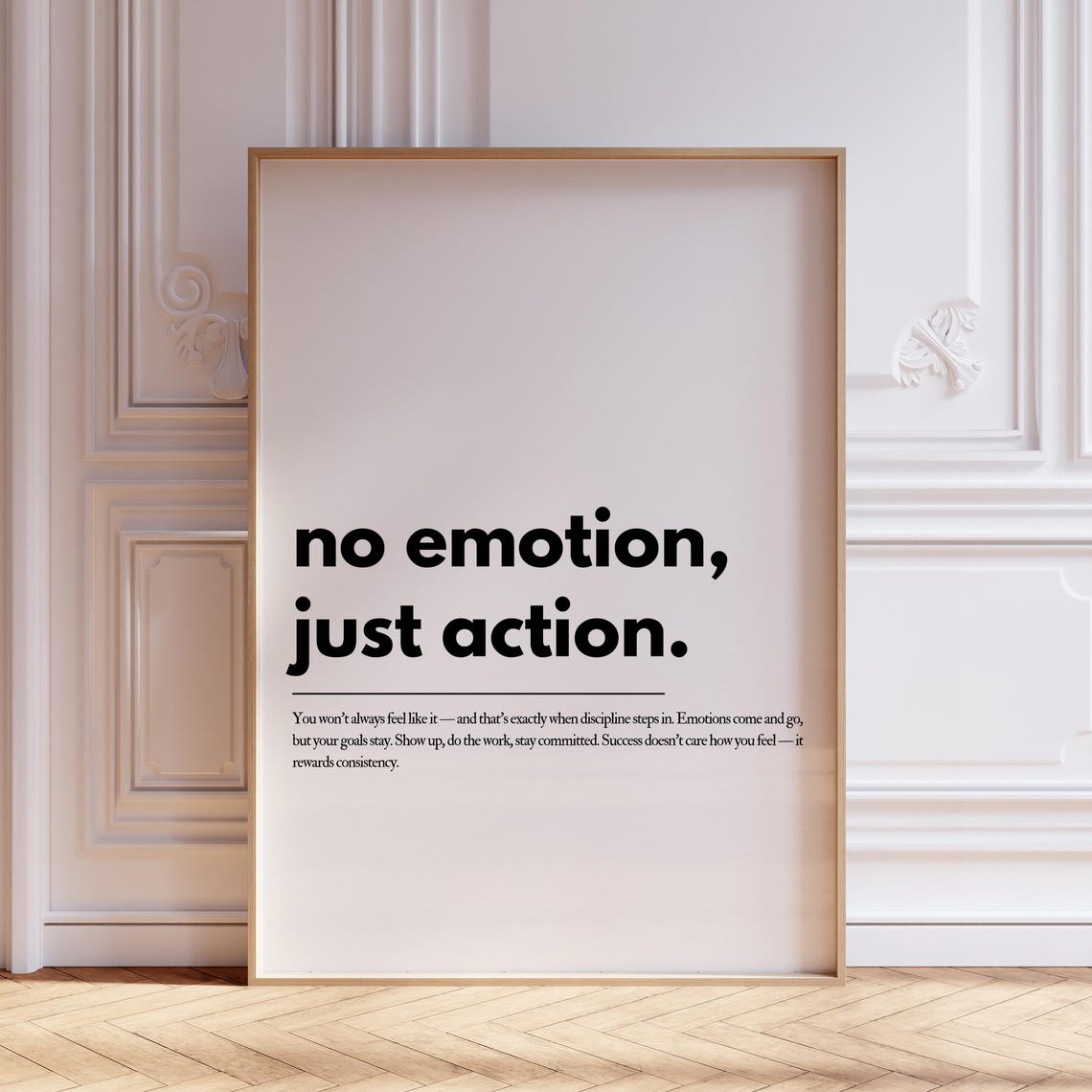 No Emotion Just Action Inspirational Wall Art Typography Poster Uplifting Quote Therapist Office Decor Motivational