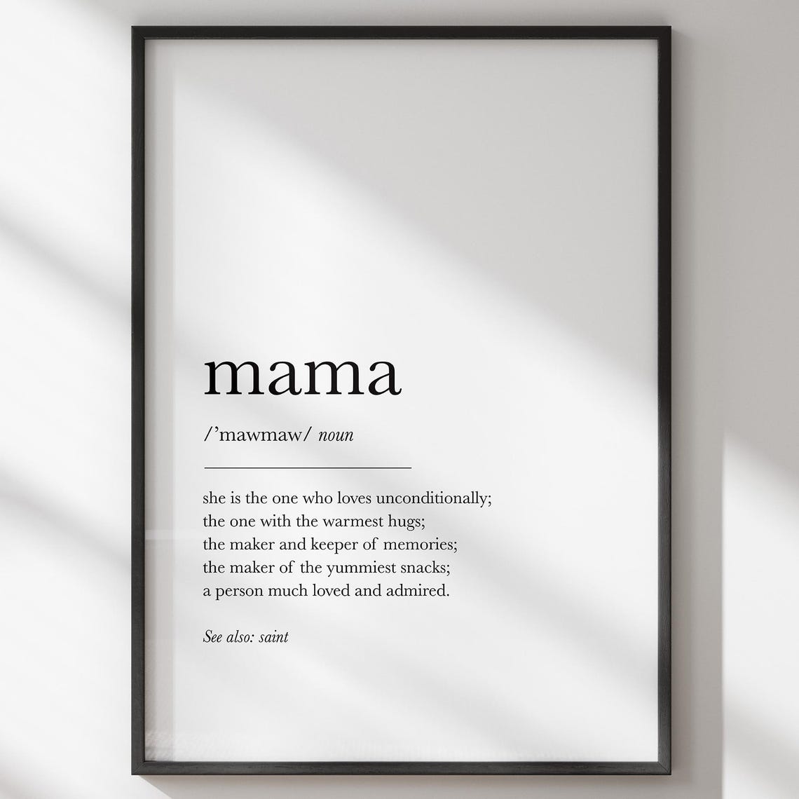 Mama Dictionary Definition Love Typography Mother Quote Poster