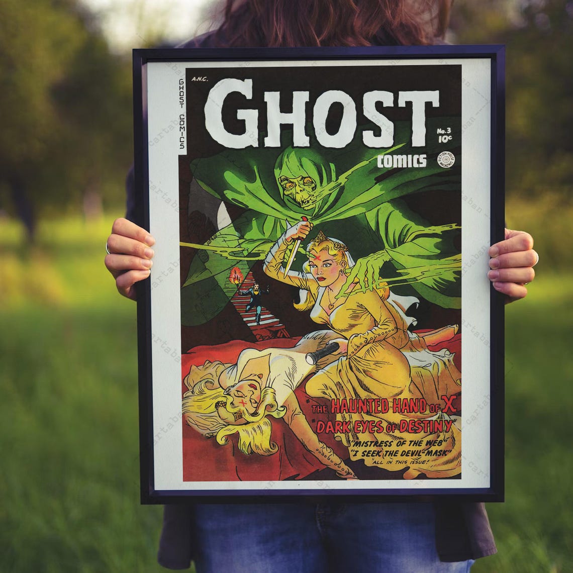 Ghost Comics No 3 Cover Horror Comic Haunted Hand Dark Eyes Poster - Image 3