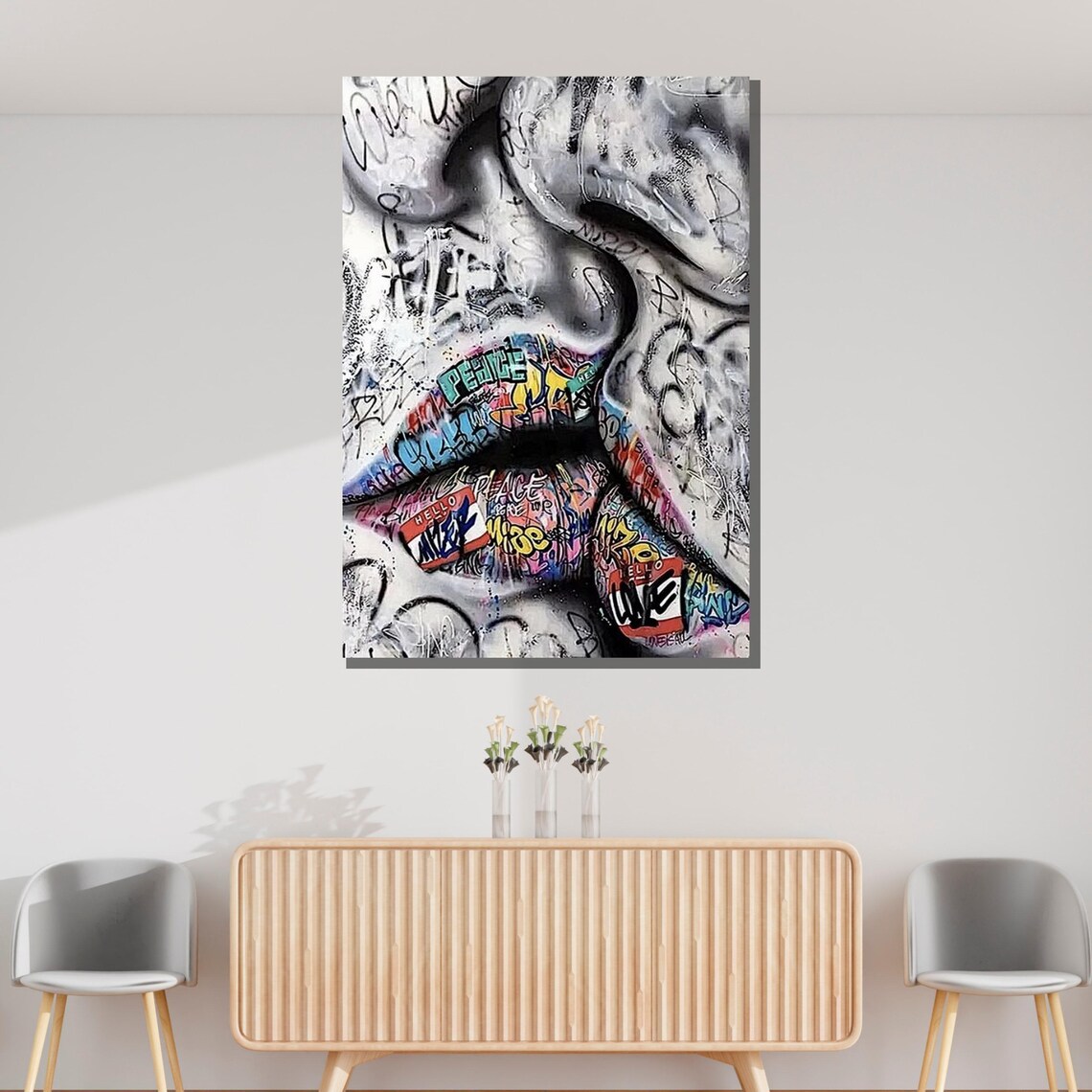 Graffiti Lips Street Art Colorful Urban Pop Culture Statement Poster - Image 3