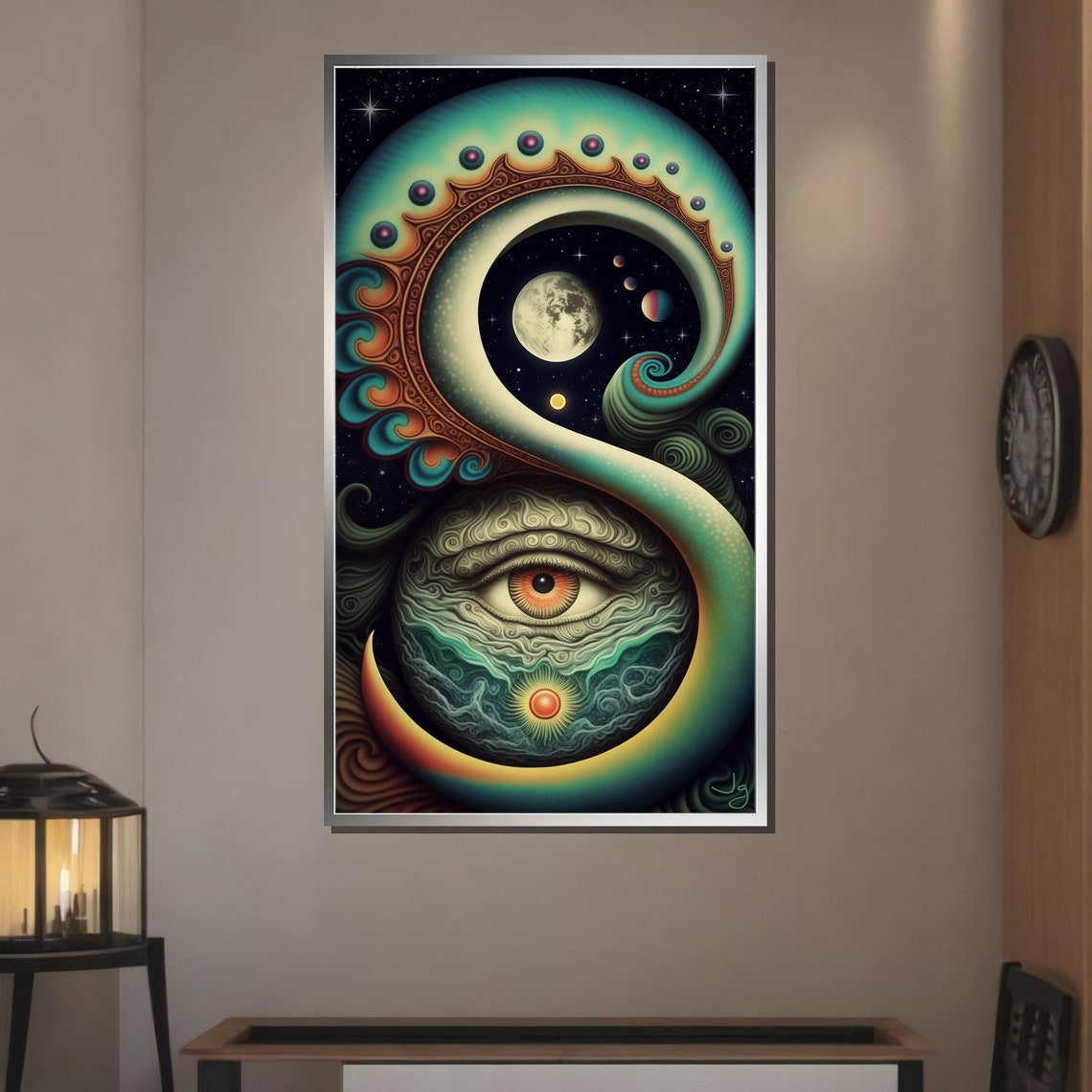 Surreal Cosmic Eye Psychedelic Moon Universe Swirl Wall Art Poster - Image 3