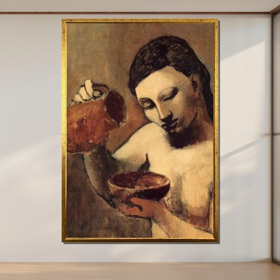 Classical Woman Pouring Water Neoclassical Nude Figurative Art Poster