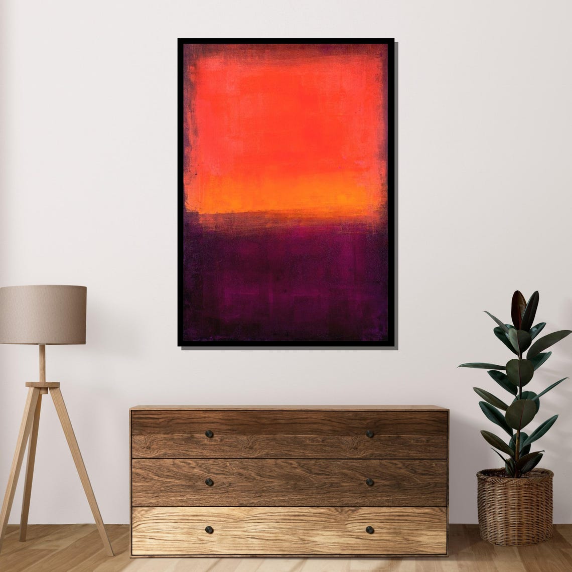 Sunset Glow Abstract Vibrant Modern Orange And Purple Art Bold Color Block Painting Ready To Hang - Image 4