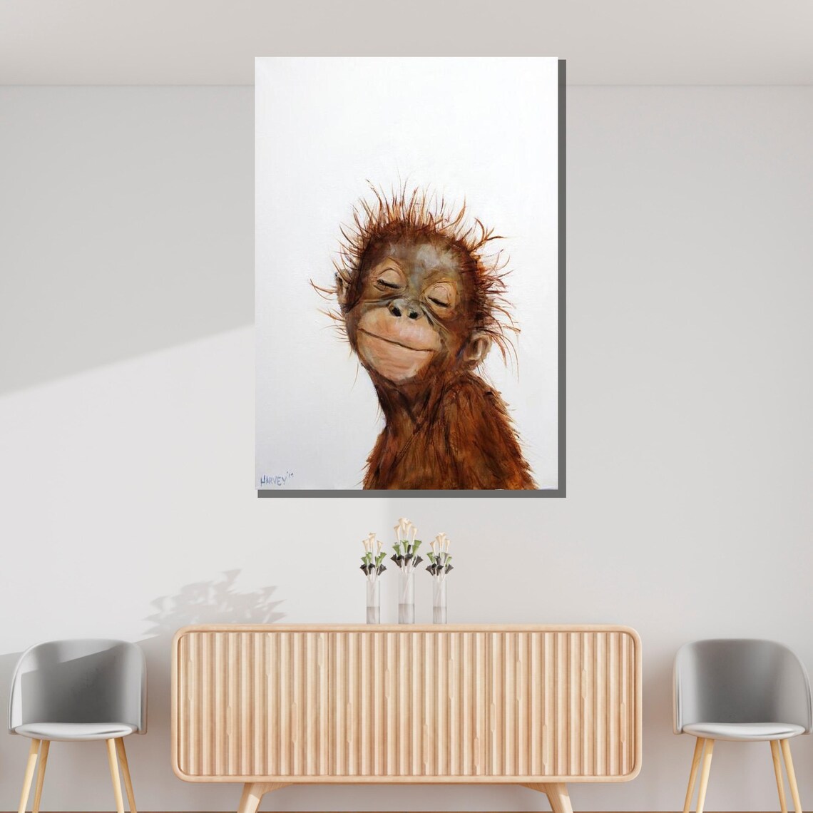 Smiling Baby Orangutan Nursery Portrait Whimsical Animal Art Print - Image 3